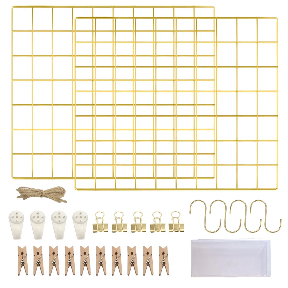 Bacheca Foto Metallo - Griglia da Parete - Pannello Griglia per Foto - Set di 2 Organizer per Bacheca Metallica Multifunzionale 42×31 Centimetri
