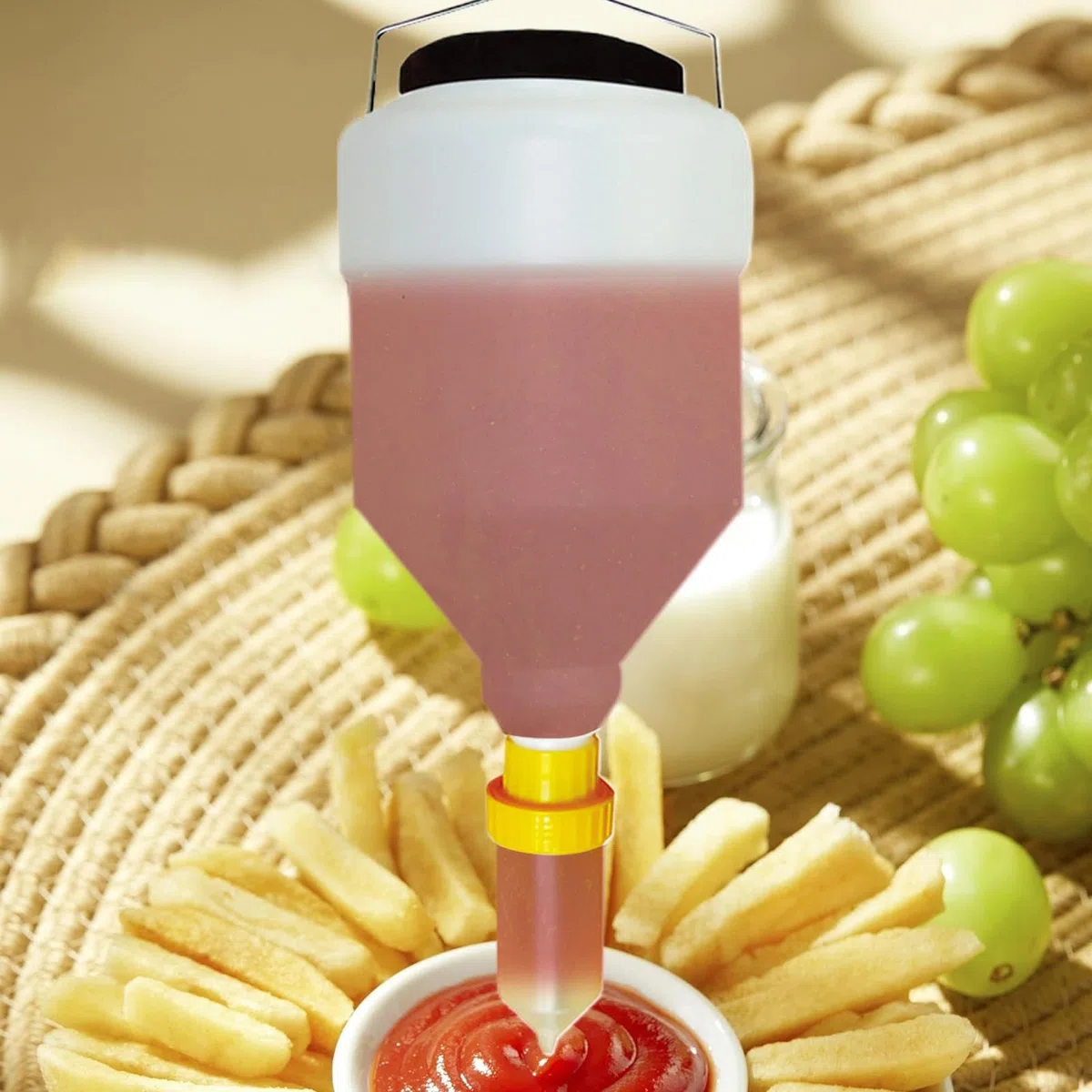 Distributore di salse – 3,5 l da appendere, ricaricabile, pratico dispenser per cucina e gastronomia | contenitore dosatore grande volume per spaghetti fast food Truck Buffet BBQ Caterin