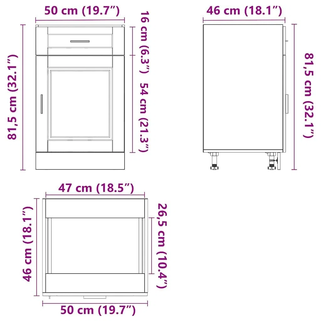 vidaXL Base da Cucina Porto Bianco in Legno Multistrato, Mobile Base lavello con cassetto, 50 x 46 x 81.5 cm