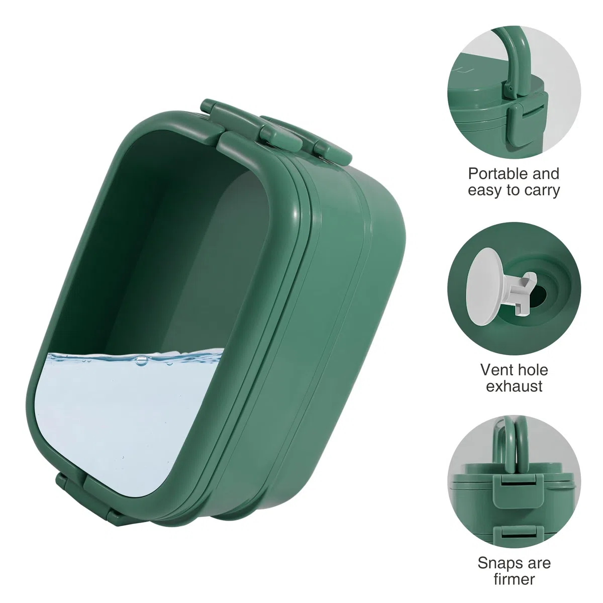 Bento Lunch Box Impilabile,Contenitori da 1400 ml con 4 scomparti e posate, scatole a 2 strati a prova di perdite, per adulti, bambini, ufficio, lavabili in lavastoviglie e microonde (Verde Puro)