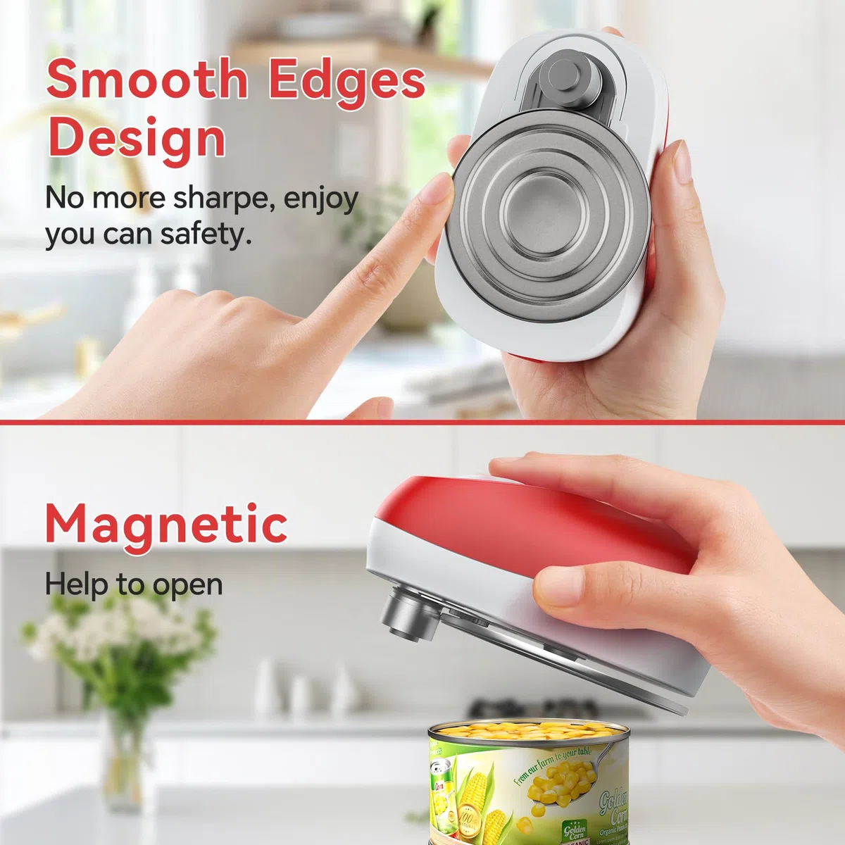 Apriscatole elettrico a mani libere, apriscatole con un solo tocco, apre automaticamente la lattina per qualsiasi dimensione bordo liscio e sicuro miglior regalo per chef senior e mamma..