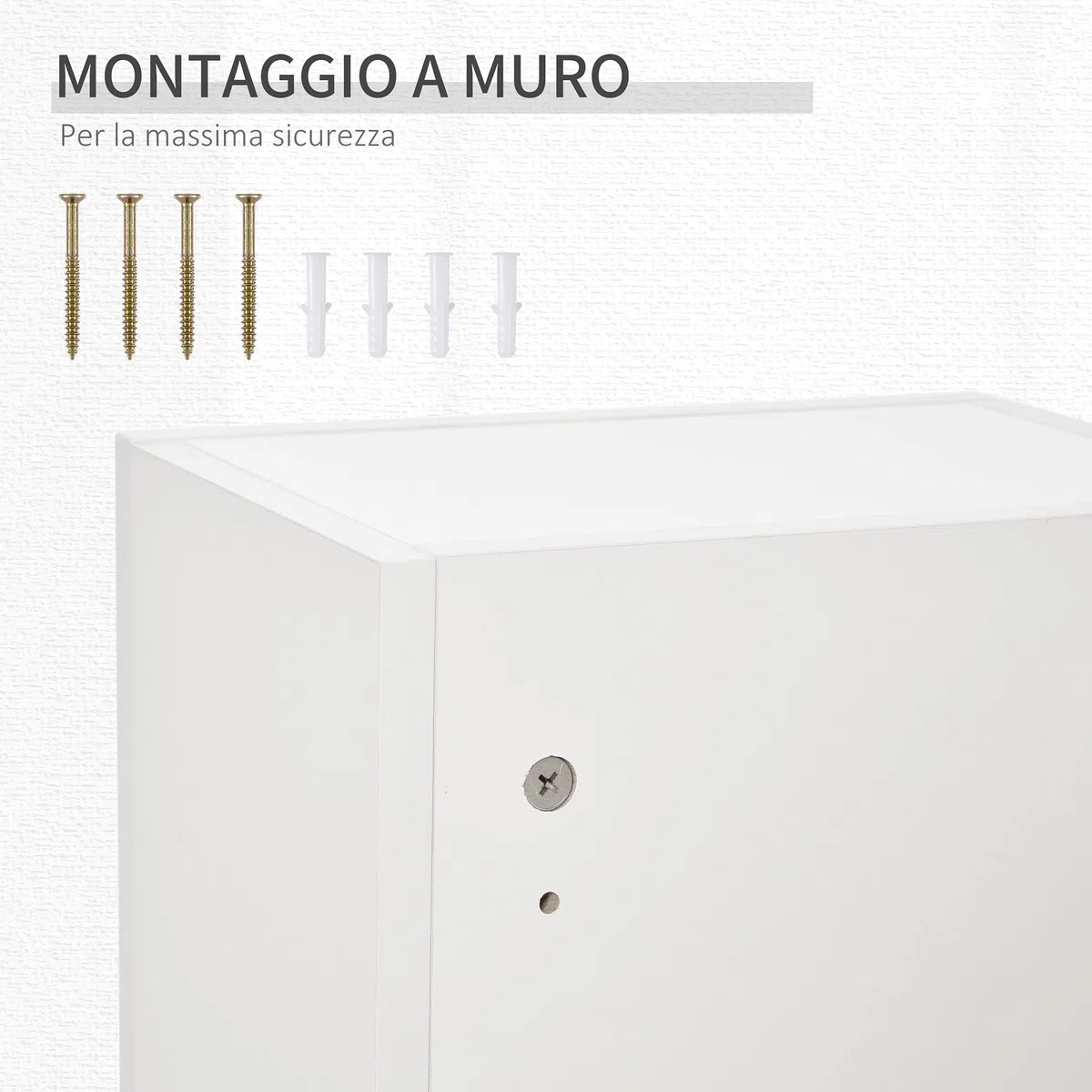 kleankin Armadietto Medicinali a Muro con Serratura, 5 Ripiani e Mensole Regolabili, in Legno e Vetro, Bianco, 30x20x70cm