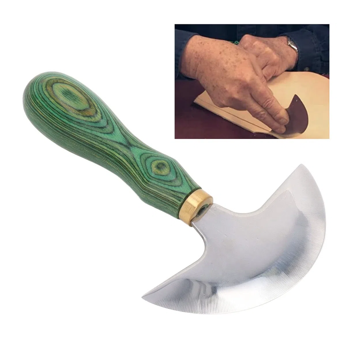 Coltello a Testa Tonda in Acciaio Inossidabile, Manico in Legno di Facile Controllo, Coltello Tondo in Pelle Ad Alta Affilatura con Trattamento Termico, Leggero e Portatile,