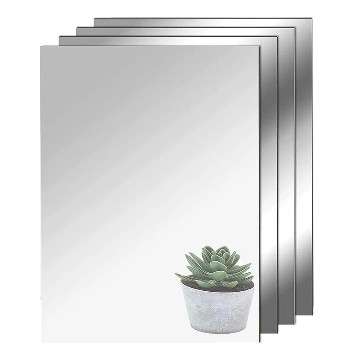 TSKDKIT 4 Pezzi Specchio Adesivo da Parete 29 X 21cm Non in Vetro per Armadio, Muro - Acrilico Adesivo per Decorazioni Murali Casa