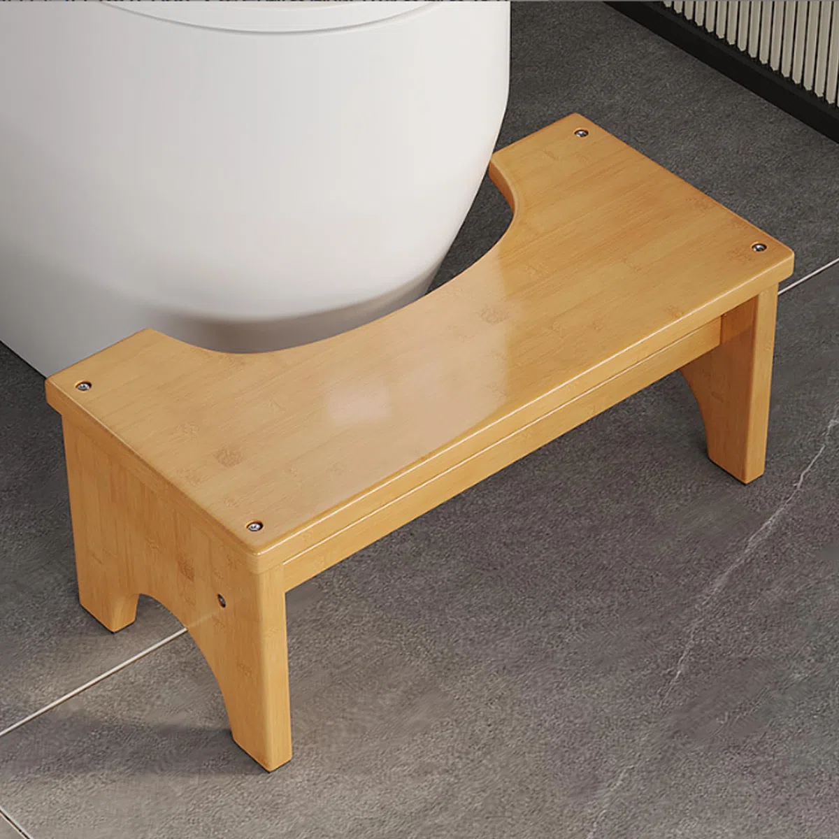 Sgabello per WC in bambù stabile per adulti, 37 x 20 x 17 cm, ergonomico, design naturale, sgabello per WC sano e portatile, aiuto per la seduta in caso di stitichezza