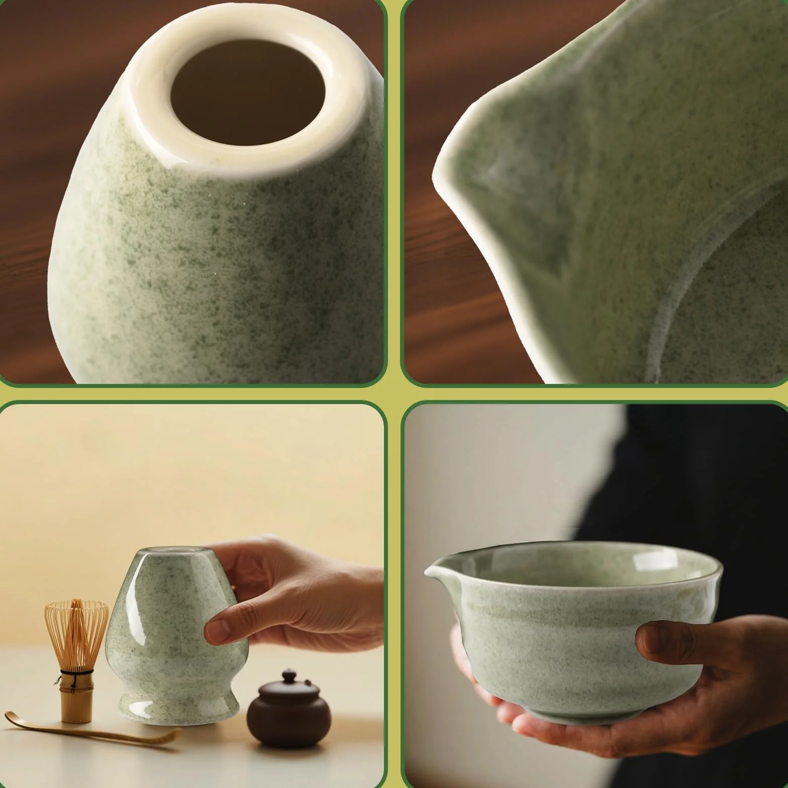 Matcha Kit Set da tè giapponese 5 pezzi ciotola tradizionale frusta paletta colino polvere