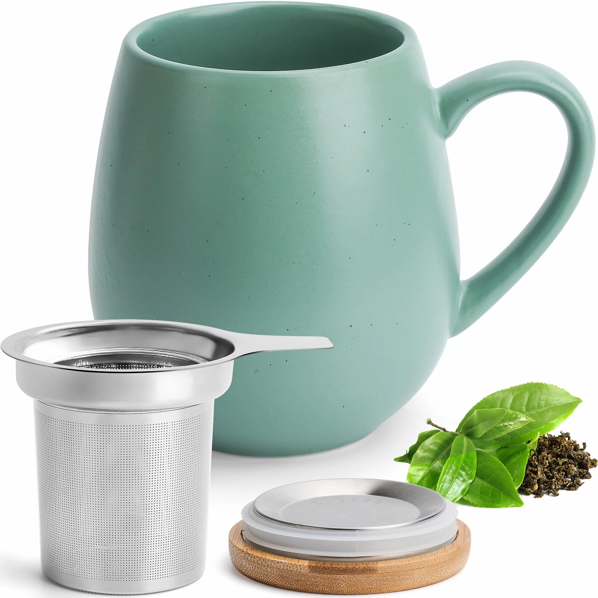 Tazza da tè con coperchio e colino – 550 ml – grande tazza da tè con filtro – tazza XXL con coperchio – tazza da tè grande – tazza grande – accessori per tè