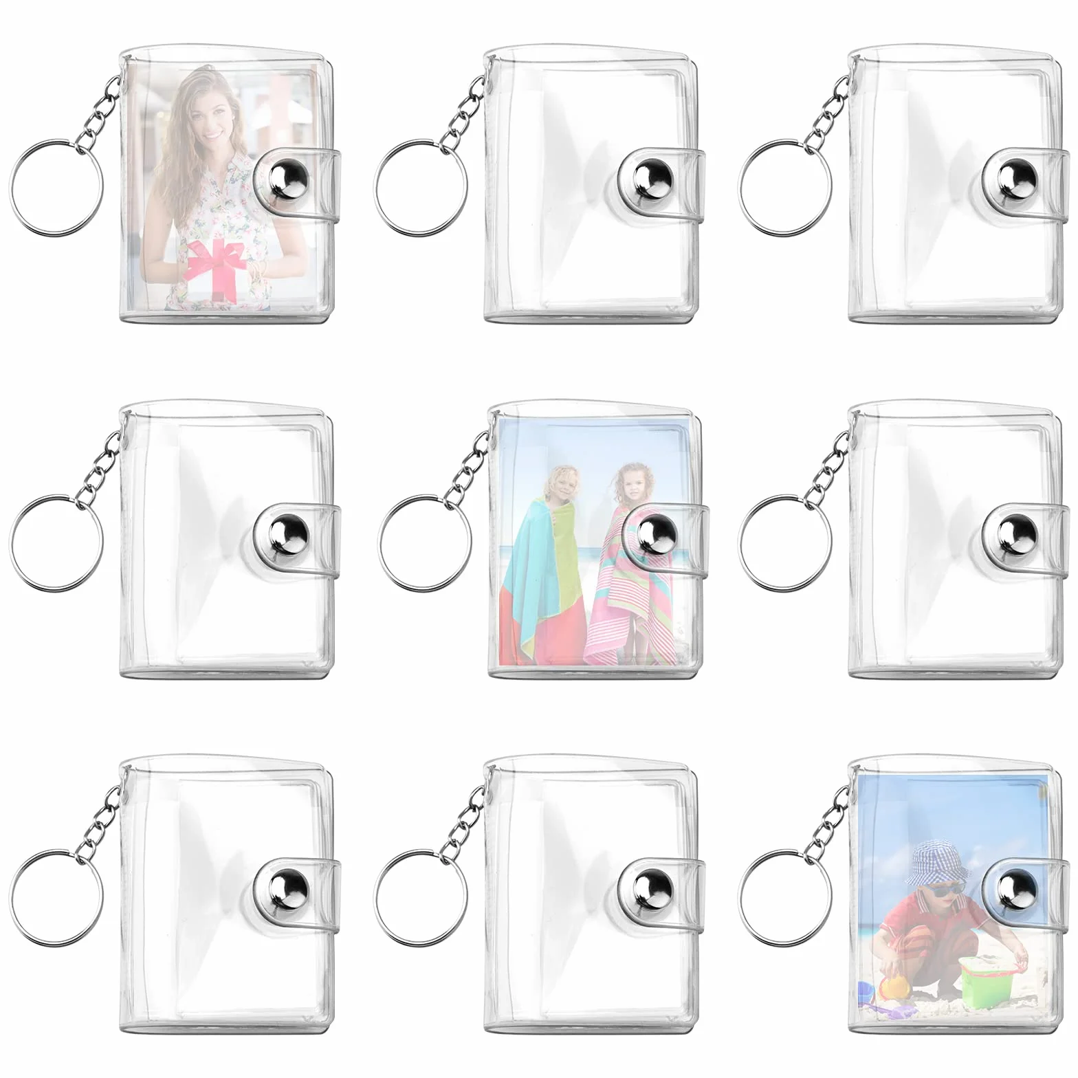 9 mini album fotografico trasparente, 2 pollici, piccolo portachiavi con 20 tasche, album fotografico, porta carte per album fotografico fai da te