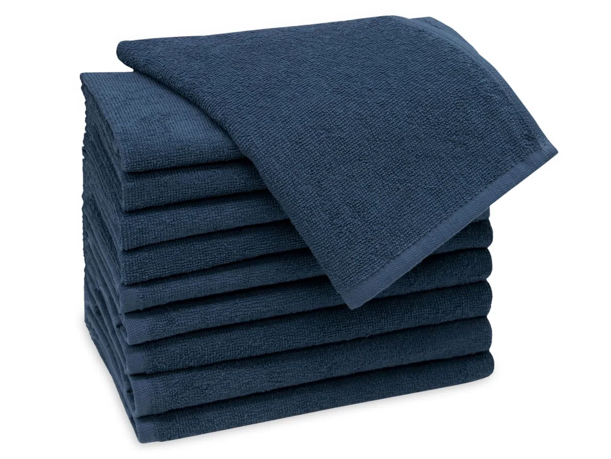 ZOLLNER 10 asciugamani per gli ospiti 30x50 cm - salviettine per le mani - blu marino - con gancetto - lavabili a 60°C - cotone - qualità d'albergo