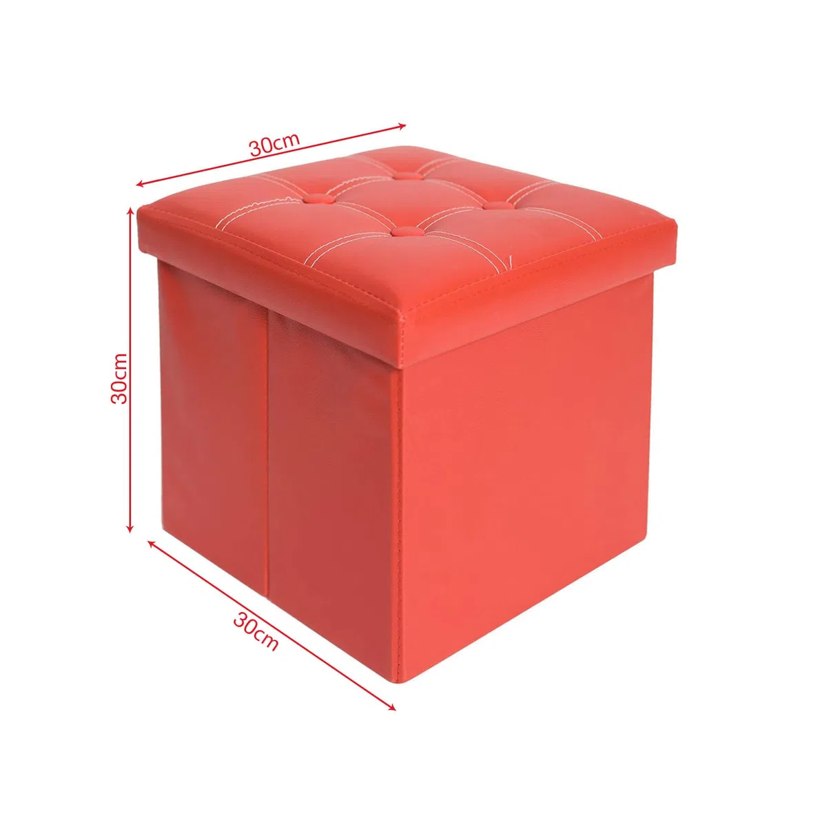 Rebecca Mobili Pouf Contenitore, poggiapiedi Seduta Rosso, cubo, Legno MDF Finta Pelle, Arredamento Moderno - Misure 30 x 30 x 30 cm (HxLxP) - Art. RE4900