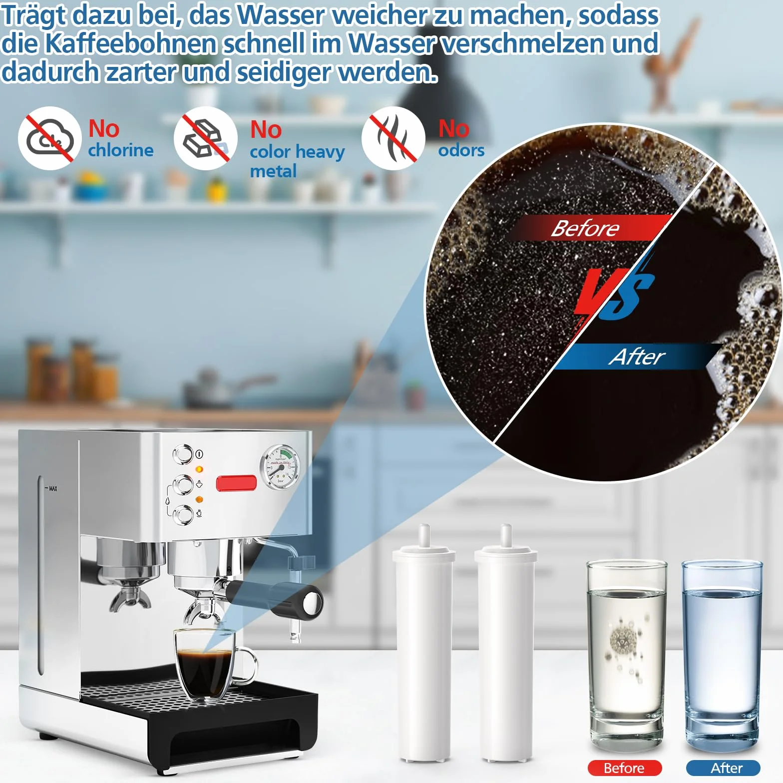 Filtro acqua di ricambio compatibile con macchine da caffè LELIT PLA930M Filtro acqua in resina per macchina da caffè LELIT (4 pezzi)