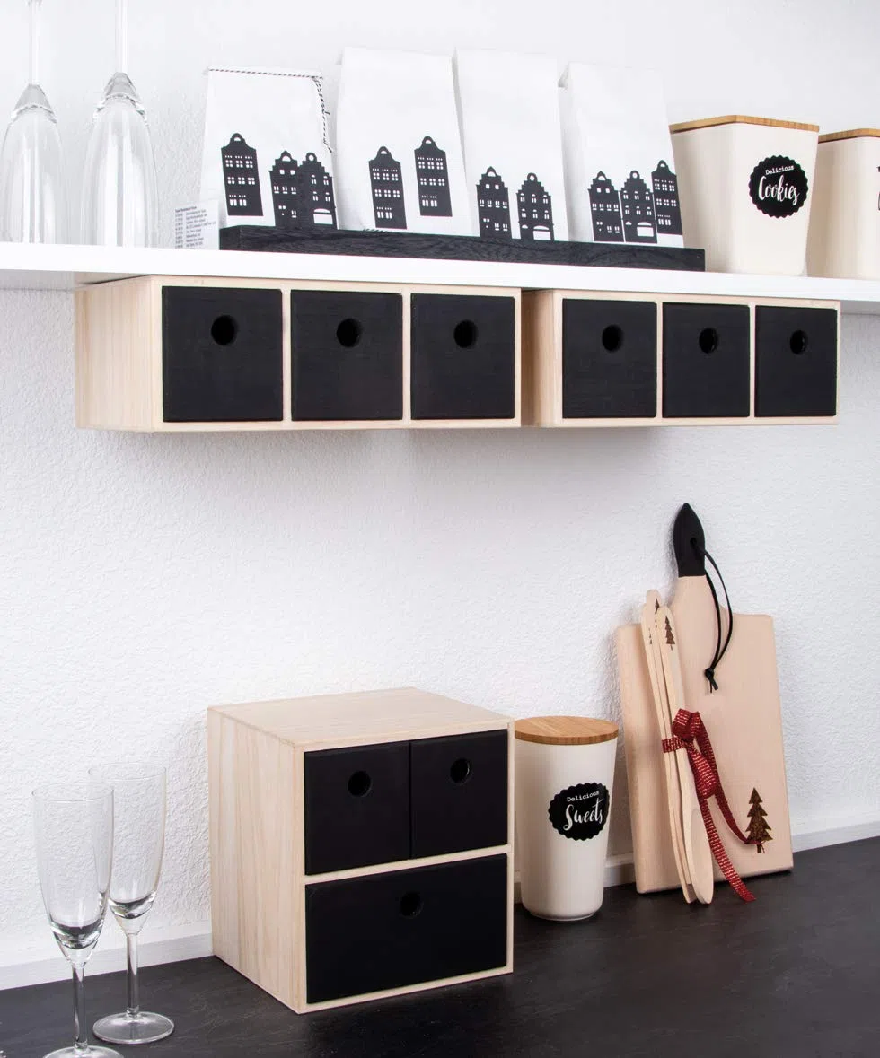 Rayher Cassettiera Mini In Legno con 3 Cassetti, Legno Naturale Non Trattato, 32 x 18 x 11.5 cm, per Piccoli Oggetti, Cancelleria, da Colorare e Decorare, 62909505