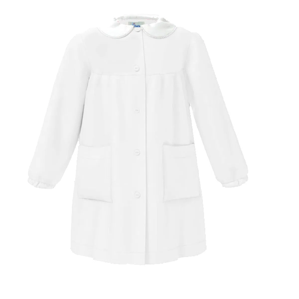 siggi Grembiule Scuola ELEMENTARE Bambina Senza Ricamo in Cotone con Bottoni nei Colori Bianco E Bluette - Linea Happy School