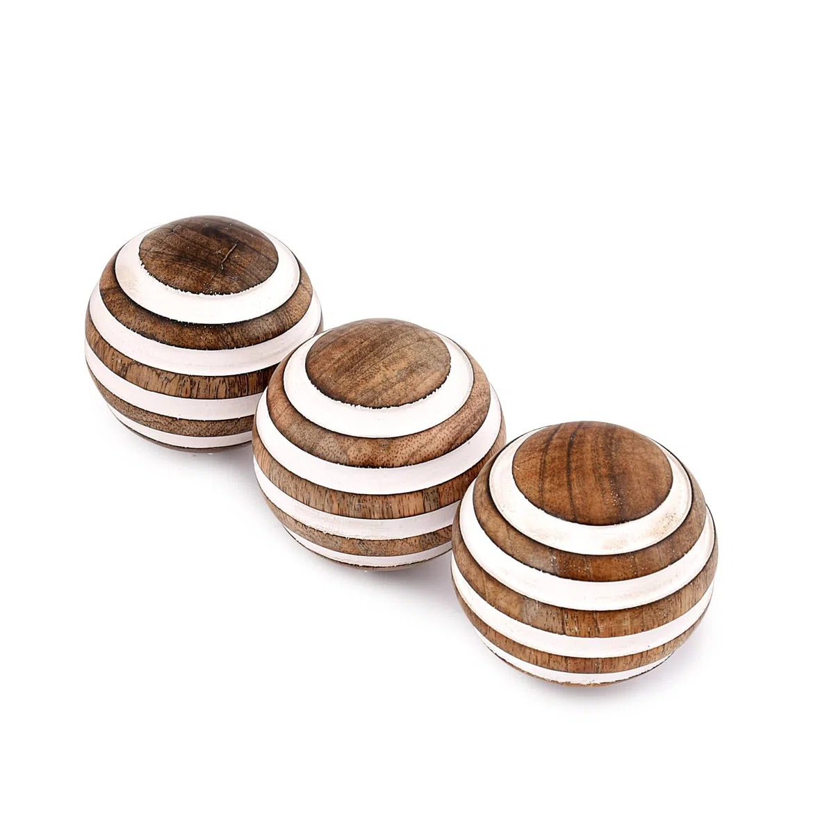 Palline decorative in legno di mango per centrotavola o uso individuale, ideali per l'uso in soggiorno, sala da pranzo, tavolino (7,62 cm x 7,62 cm x 7,62 cm), set da 3