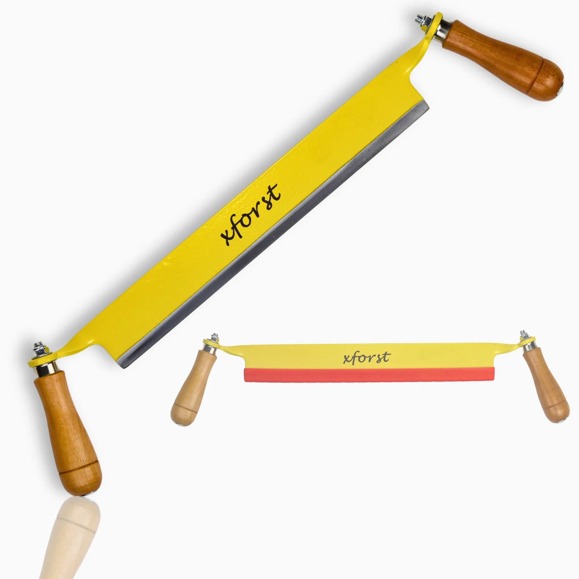 Xforst Coltello da Disegno X-ET33 – Raschietto per Legno 26 cm – Lama in Acciaio al Carbonio con Doppio Manico– Utensile Manuale per Scortecciare e Lavorazione del Legno