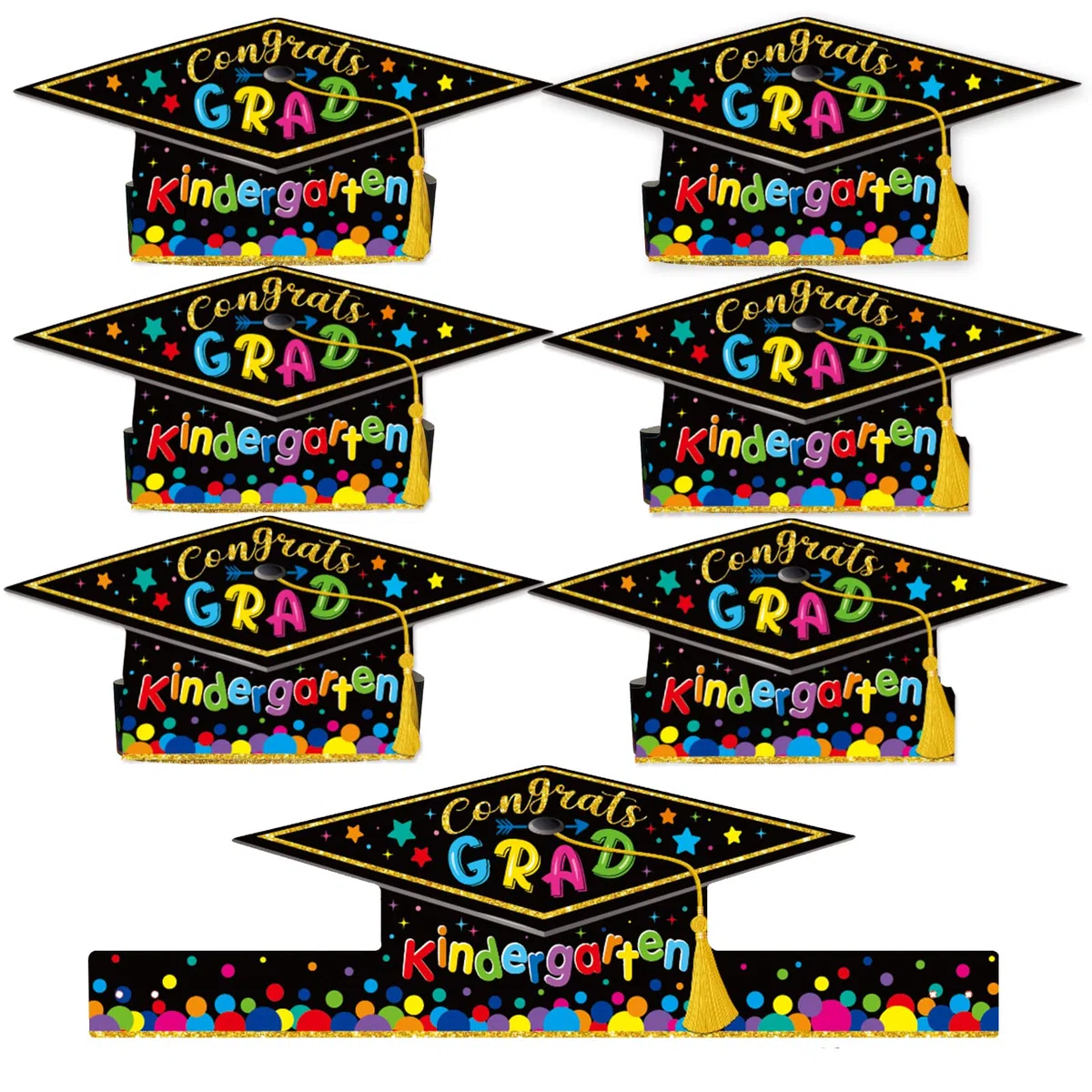 30 pezzi corona di laurea in carta prescolare per bambini colorati cappelli di carta regolabili cappelli di laurea per scuola materna studenti laureati cerimonia forniture per feste