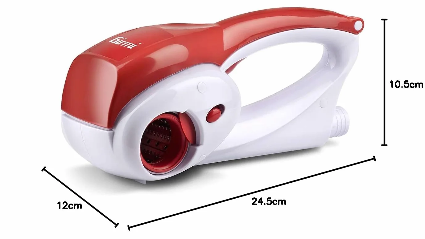 Girmi GT02 Grattugia Ricaricabile, 12W, 2 Rulli INOX, Bianco/Rosso