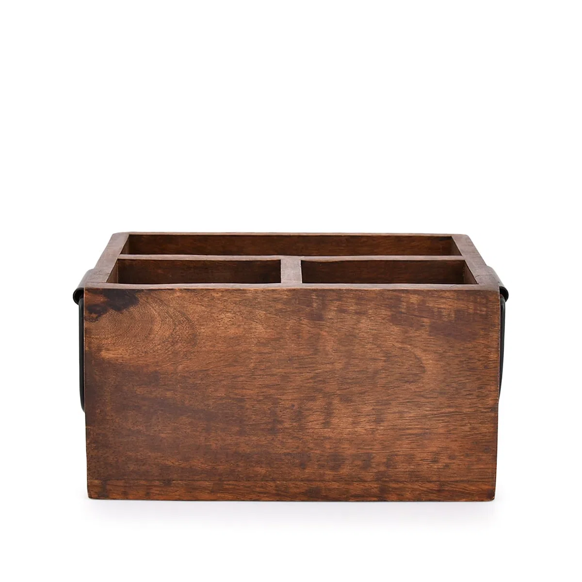 EDHAS Portaposate a 3 scomparti, con manici in metallo, per decorazione della cucina di fattoria e piano di lavoro, tavolo da pranzo, organizer per ufficio (20,32 cm x 15,24 cm x 10,16 cm