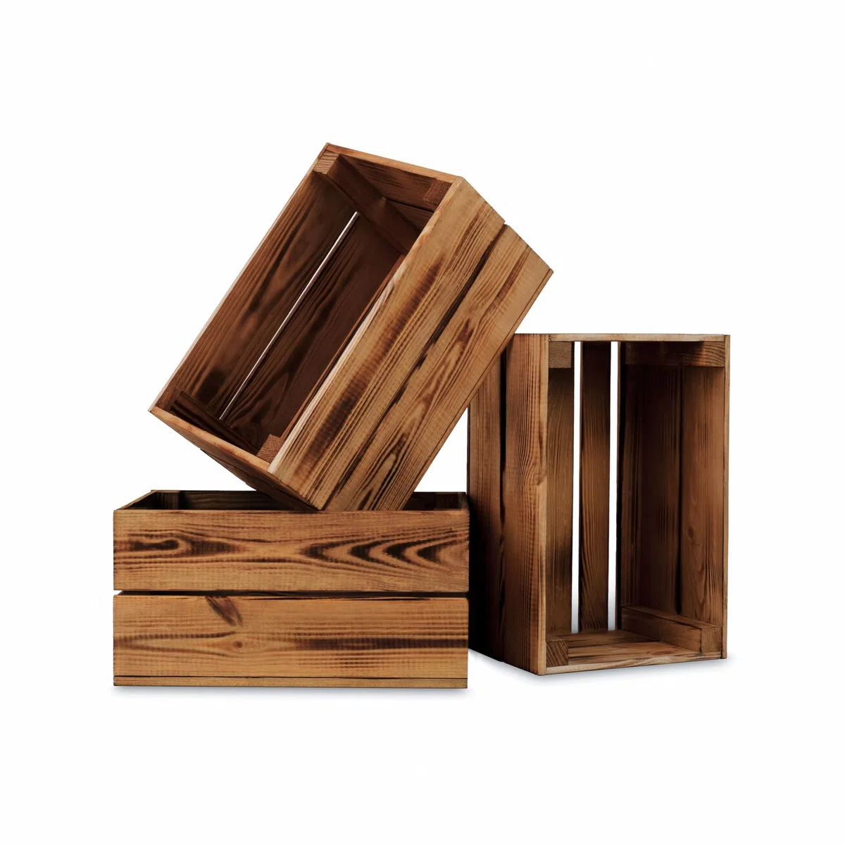 cassette legno piccole - cassetta di legno 30x20x15 - Fiammato Multifunzionali Decorative - Per Frutta, Verdura, Vino o Libri (3 Pezzi)