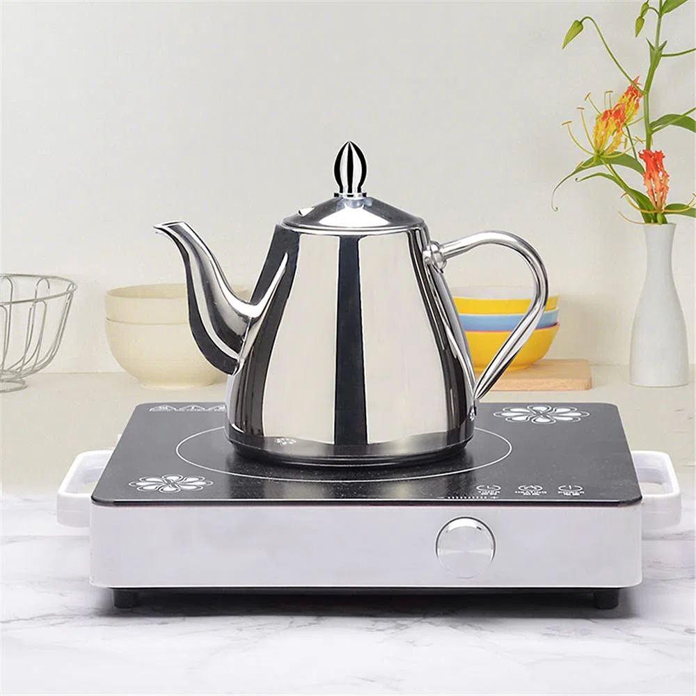 SANQIAHOME Teiera in acciaio inossidabile,1,5 litri,con filtro per infusione,caffè Teiera,argentato