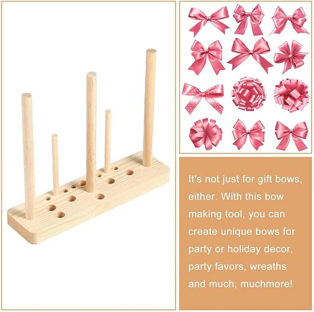 Tyenaza Bow Maker, Kit Regolabile per Creare Fiocchi, Multi Dimensioni con Bastoncini di Legno per Fare Fiocchi, Decorazioni per Feste Artigianali Fai-da-Te (con Manuale)