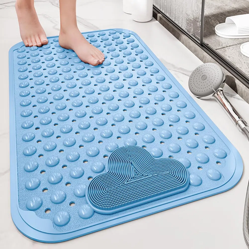 Tappetino Doccia Antiscivolo 70x40cm,Tappeto Doccia Antiscivolo con Ventose e Fori di Drenaggio,per Vasca,Bagno,Blu