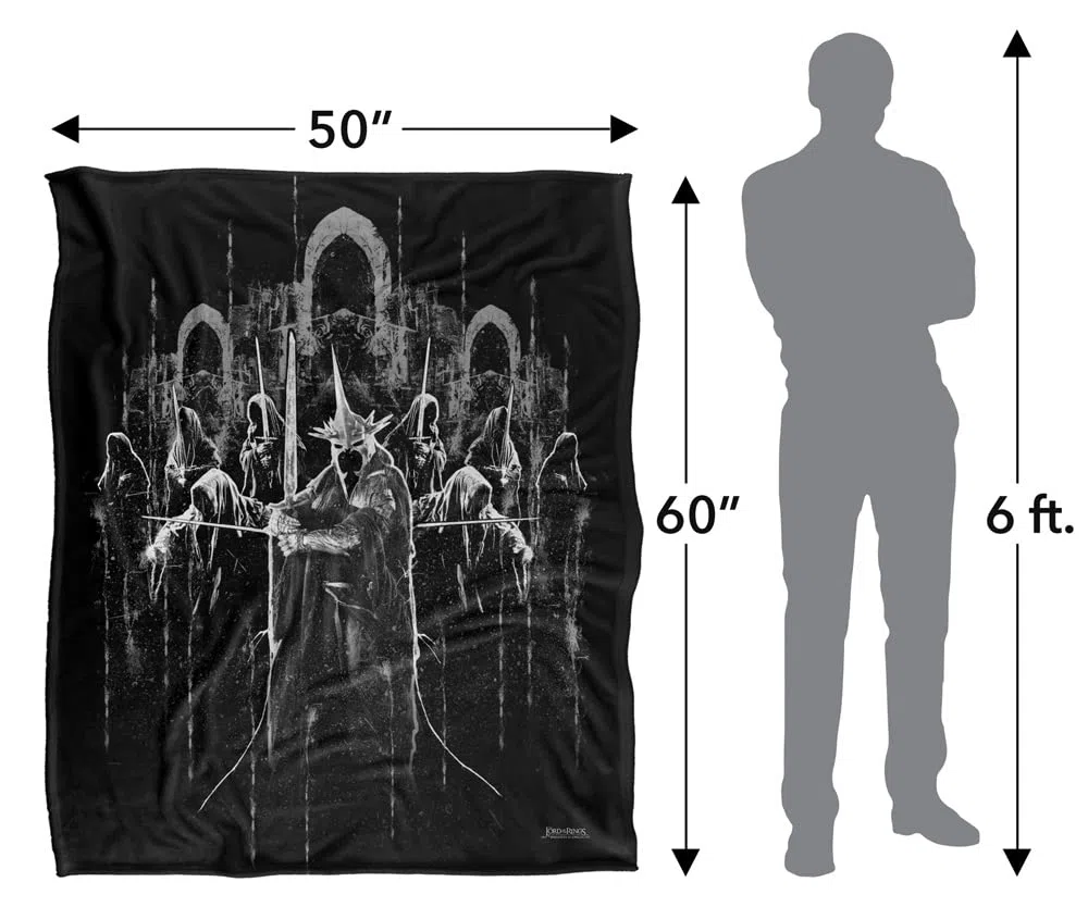 Coperta super morbida al tatto de Il Signore degli Anelli Ring Wraiths, 152 x 127 cm