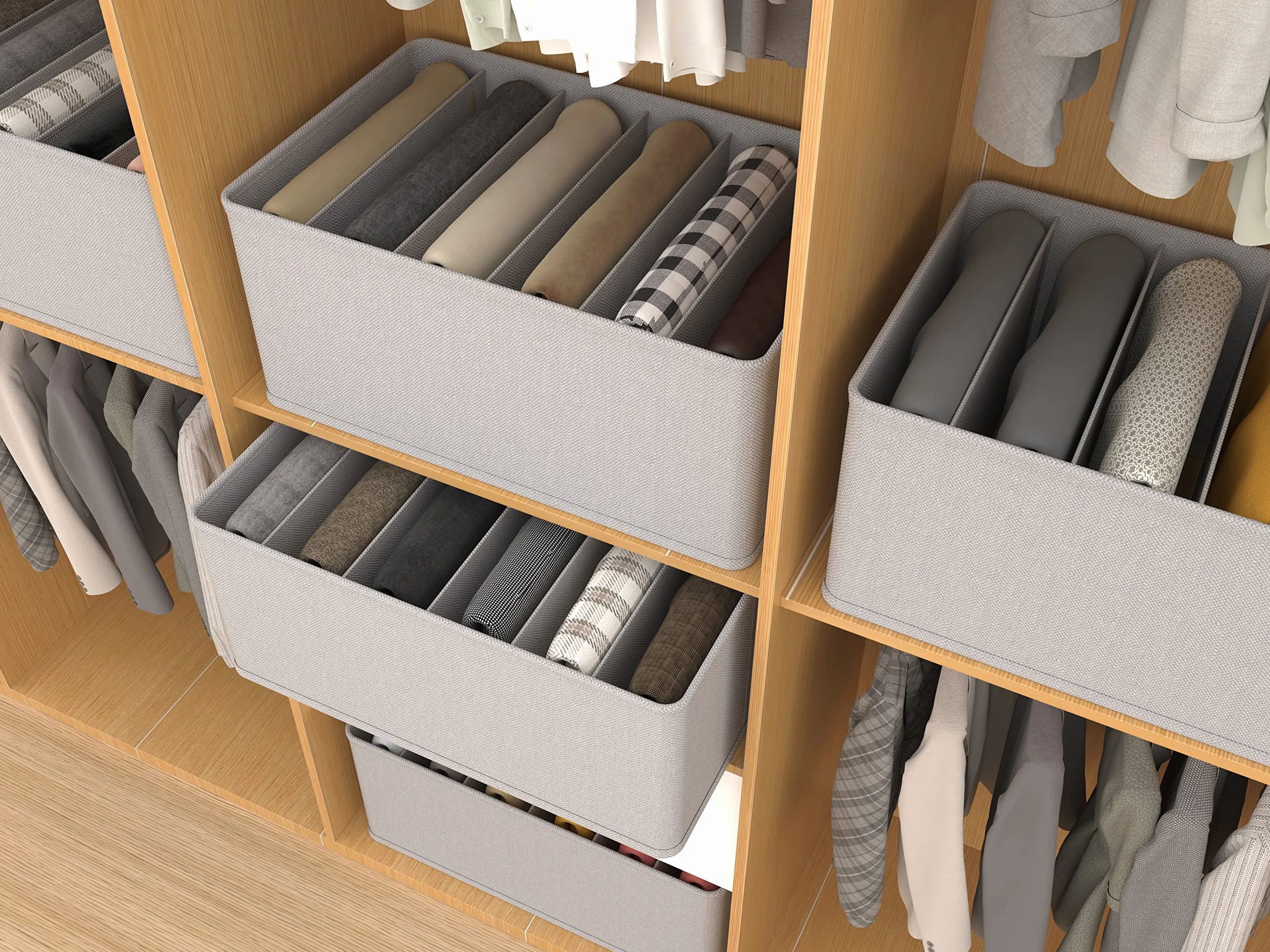 3 Pezzi Organizer Armadio Cassettiera per Jeans Organizer per cassetti impilabile e robusto Contenitori per armadio salvaspazio più spessi Scatole Portaoggetti con 8 Scomparti per Jeans, Maglione