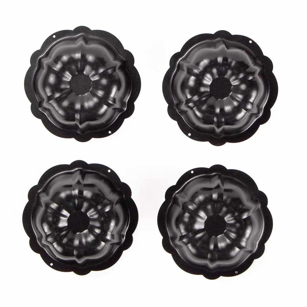 Webake Set di 4 Stampo Kugelhopf Stampi per Torte in Acciaio al Carbonio ø11 cm Tazzina per Flauto Antiaderente per Torte con Incisione a Vortice