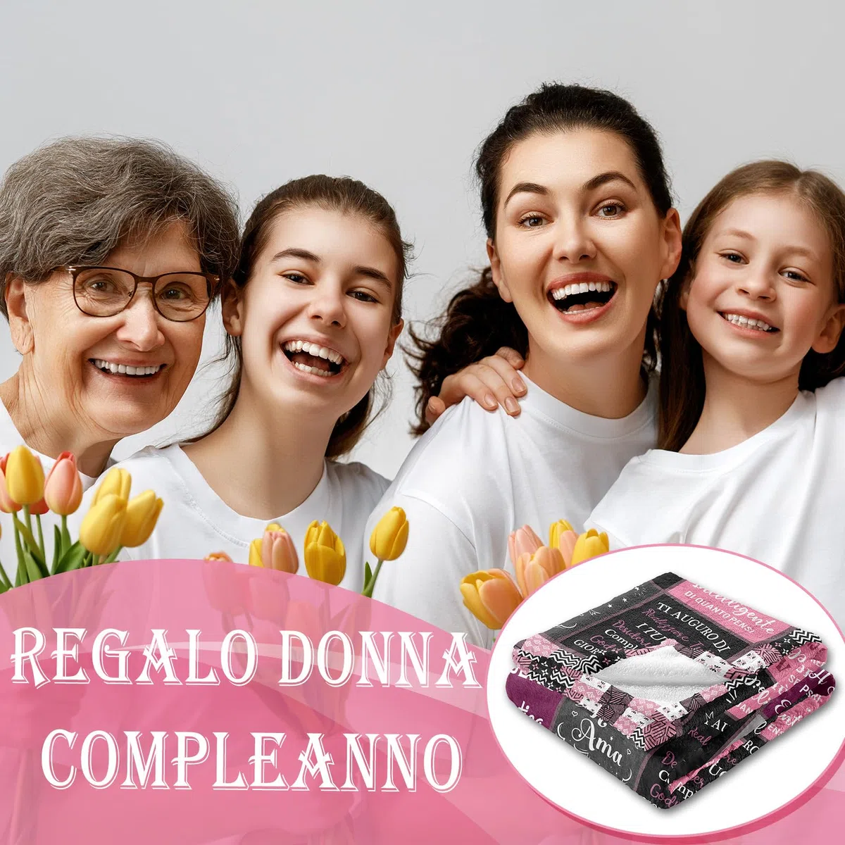 Regalo Donna Compleanno, Buon Compleanno, Regalo Migliore Amica Compleanno, Happy Birthday, Regalo Di Compleanno Migliore Amica/Mamma/Figlia/Sorella/Ragazza/Moglie, Idee Regalo Coperta 150x130CM