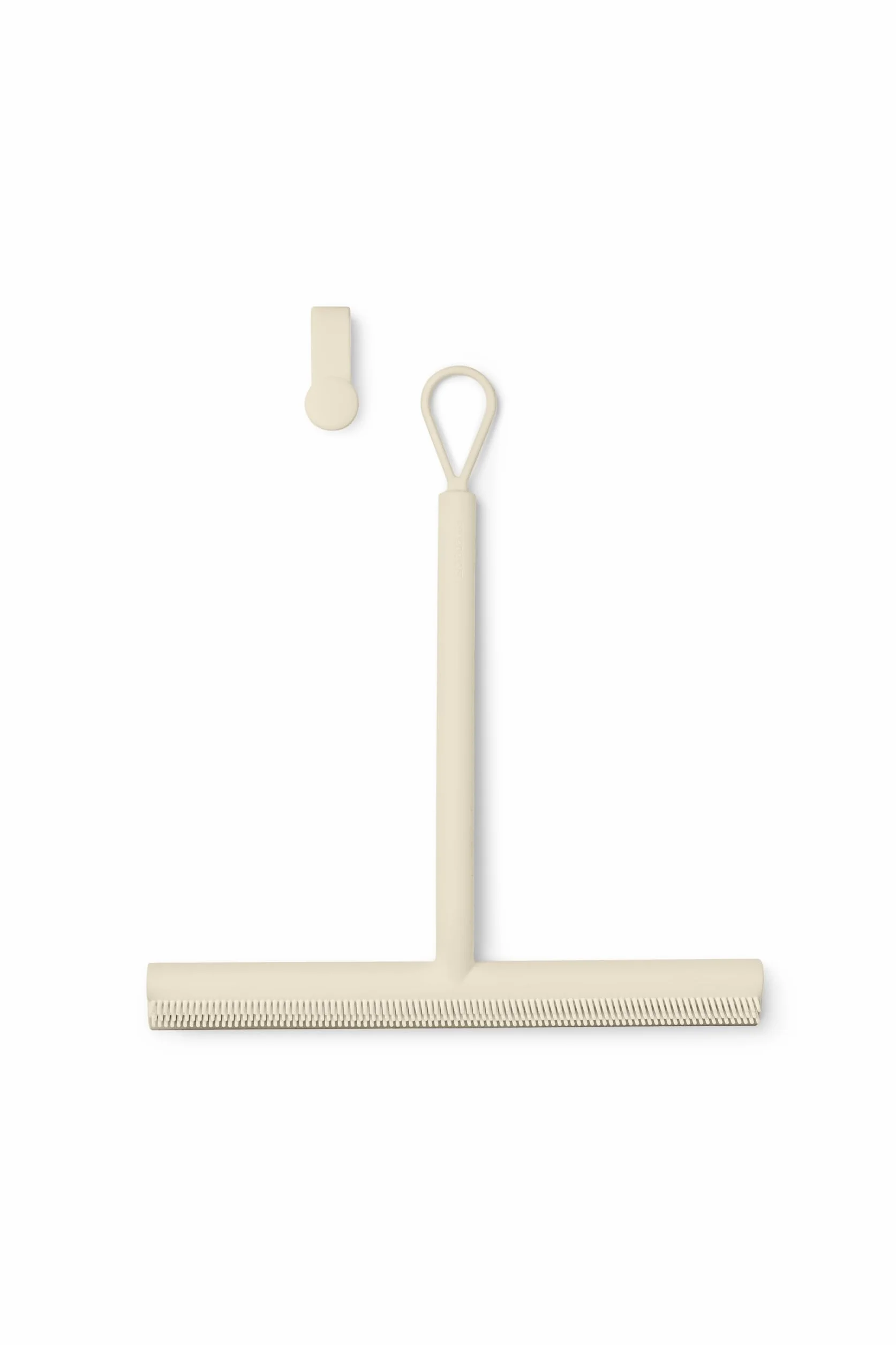 Brabantia - ReNew Tergivetro per Doccia con Gancio - Spazzola in Silicone per Vetri & Piastrelle del Bagno - Impugnatura Morbida & Antiscivolo - Resistente alla Corrosione - Soft Beige - 42,1 x 9 cm