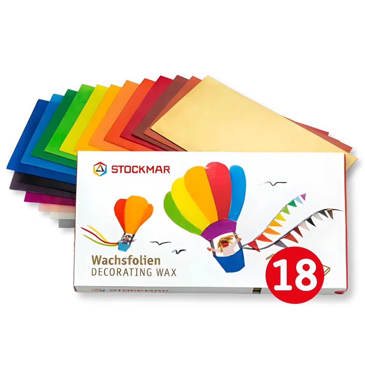 Stockmar - Fogli di pellicola cerata, 20 x 10 cm, 18 colori assortiti
