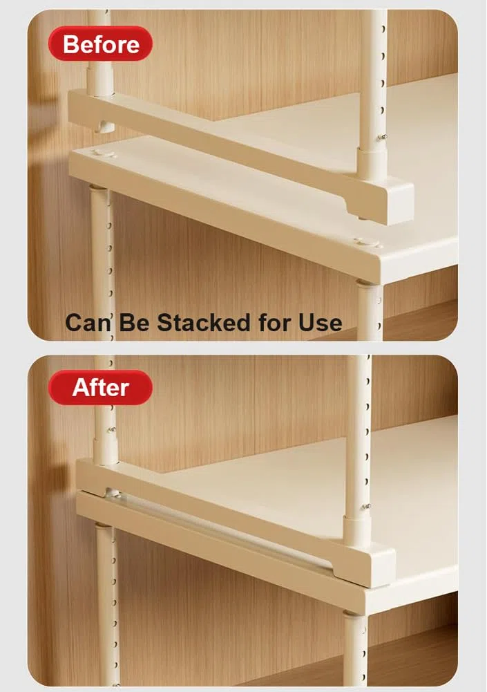 Scaffale espandibile per armadio da cucina, regolabile, resistente, impilabile, per armadietti e banconi della cucina, larghezza 24 cm, lunghezza 40-65 cm, altezza 25-35 cm