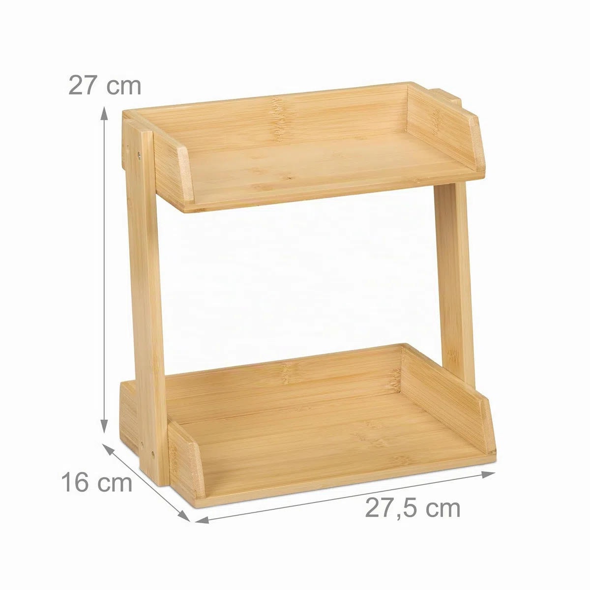 Relaxdays Portaspezie in bambù, Organizer per Spezie con 2 Ripiani, HLP: 27x27,5x16 cm, Espositore Spice Rack, Marrone