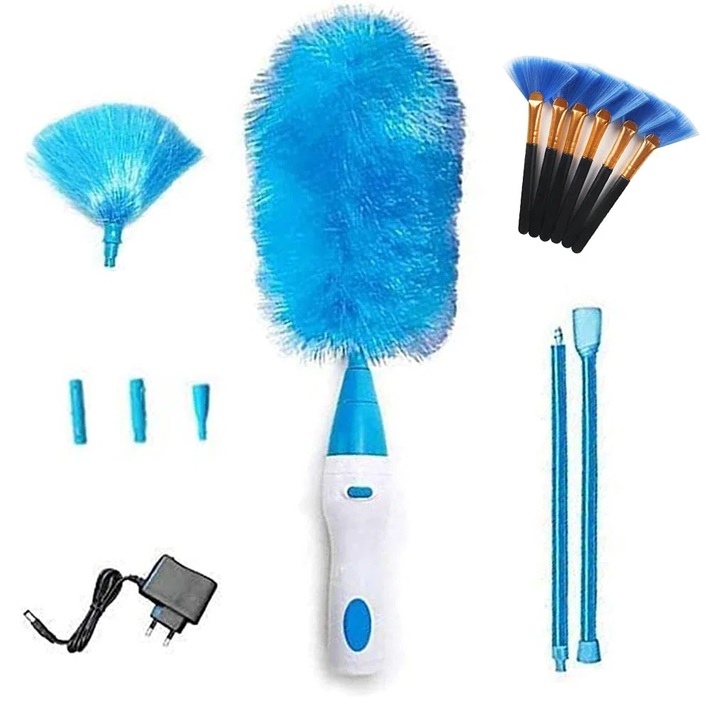 Spolverino Elettrico Rotante, 360°rauotabile, Pulizia Portatile, Ricaricabile (Blu)