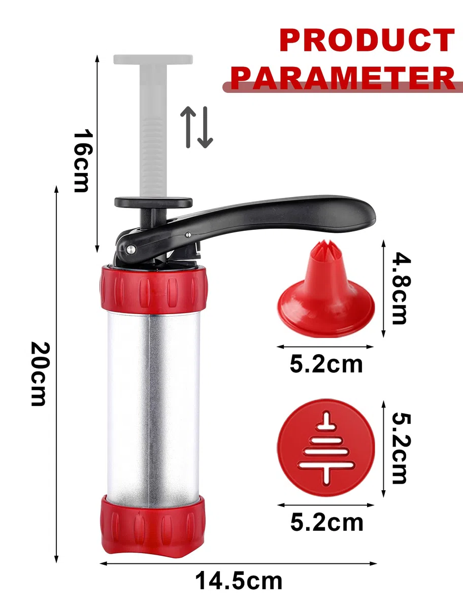 GDL Sparabiscotti con 12 Stencil e 10 Beccucci, Siringa Decoratore per Dolci, Siringa Stampi per Biscotti Fatti in Casa, DIY Biscotti, Biscotti per Frolla Churros, Indispensabile per Le Feste, Rosso