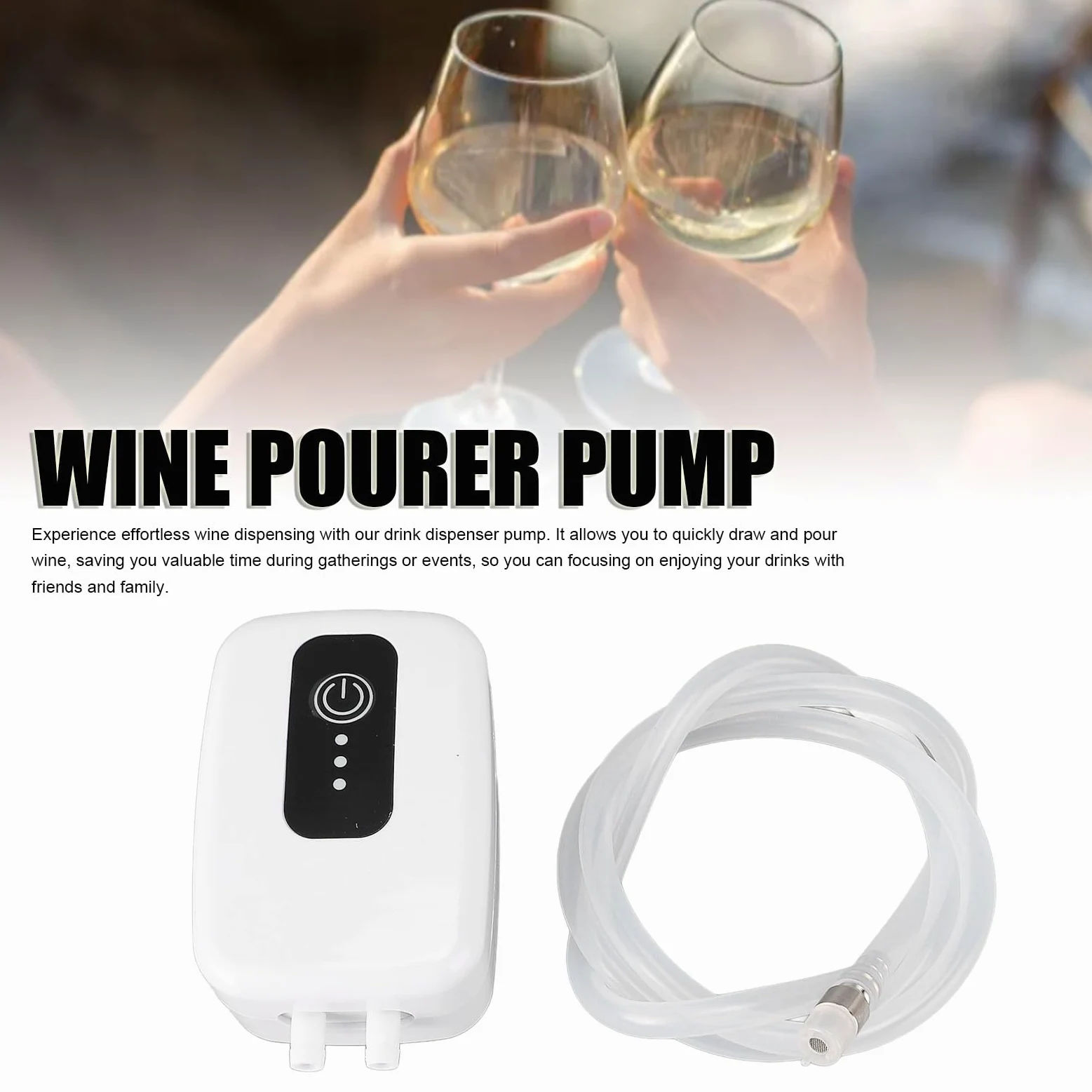 SIXRUN Pompa Elettrica per Vino, Pompa per Dispenser di Vino Portatile, Apertura Facile Erogazione Senza Sforzo, Materiale ABS Varie Opzioni di Bevande Design Compatto (Tipo di tubo da 1 m di
