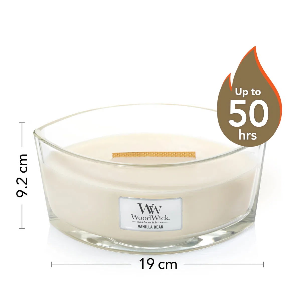 WoodWick Candela profumata Ellispe con stoppino crepitante | Vanilla Bean | Durata della fragranza: fino a 50 ore