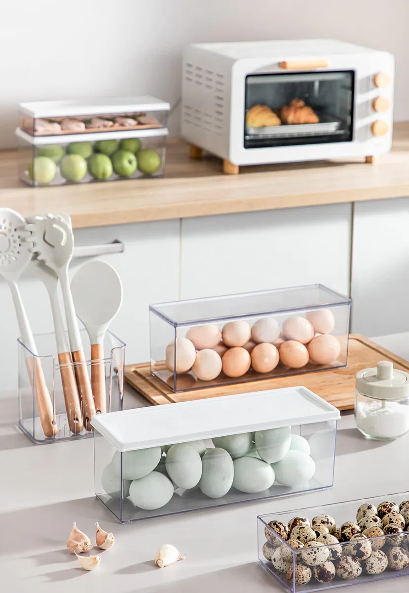Hanobe Contenitori per pasta per dispensa, grandi contenitori per spaghetti, noodle e lasagne, 2 contenitori rettangolari in grigio trasparente con coperchio di chiusura, cucina, piano di lavoro