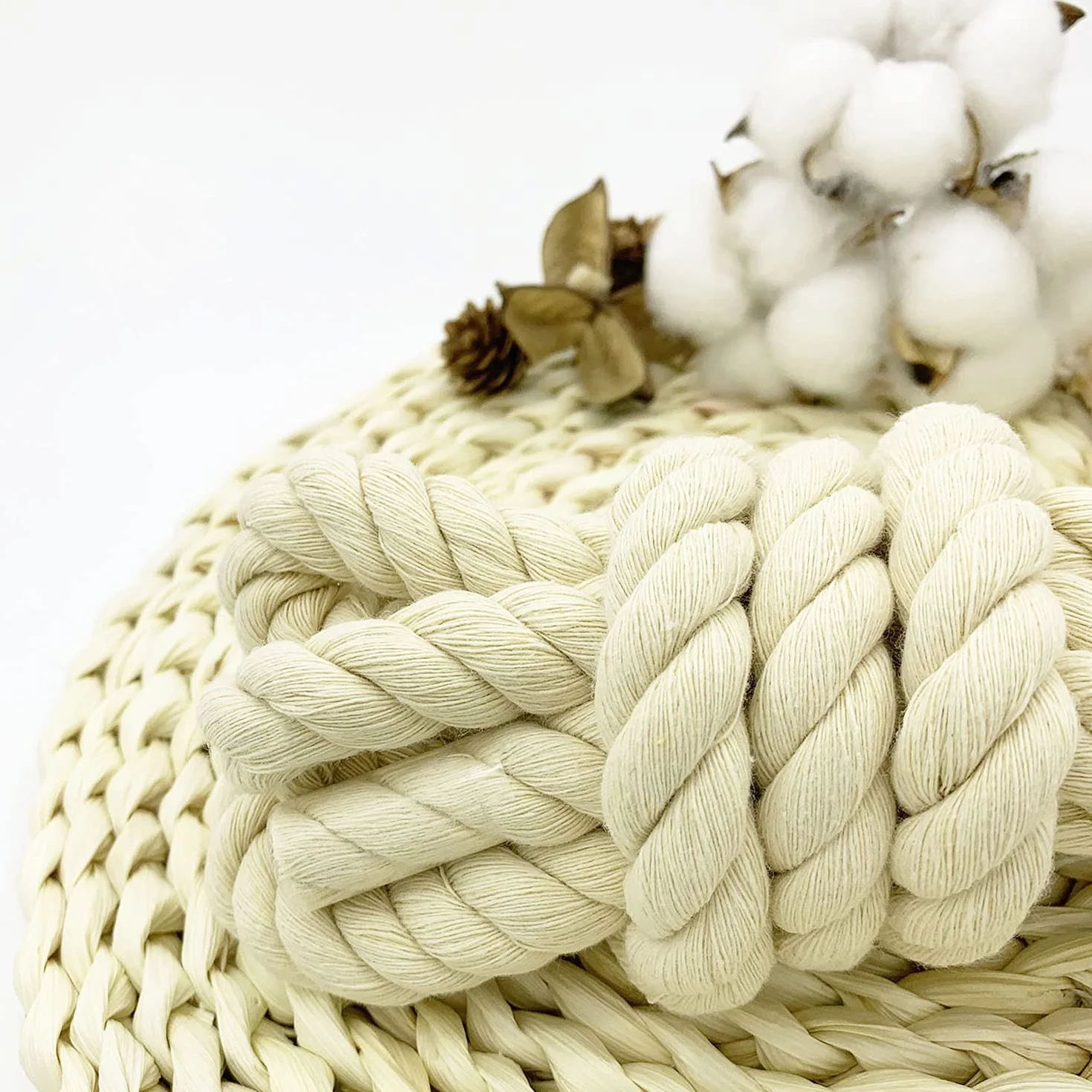Corda di cotone spessa 20 mm e 10 m, bianca, macramè, cappio morbido, lazo, per decking, giardino, casa, fai da te, decorazione, kit per appendere piante, beige