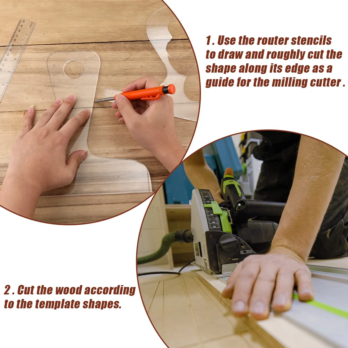 5pz Modelli di Manici per Tagliere in Acrilico, Modello Tagliere Modello di router per Tagliere Modello di Tracciatura per la Lavorazione del Legno (5 Stili)