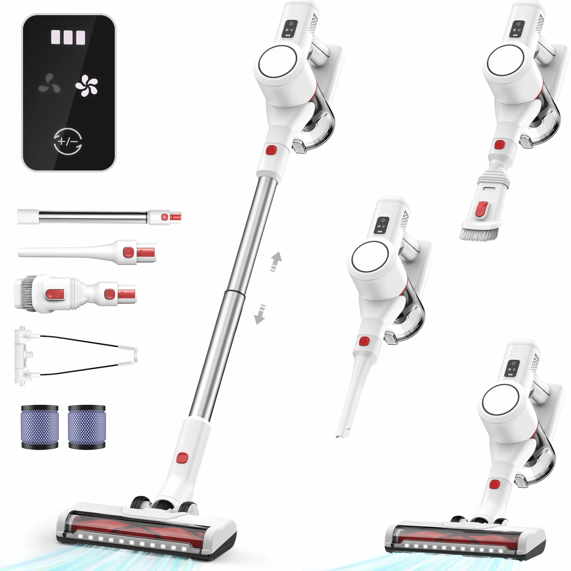Aspirapolvere Senza Fili Scopa Elettrica - Potente Vacuum Cleaner Senza Filo Ricaricabile Batteria Silenzioso Leggera Scope Elettriche per Pavimenti Tappeti Peli Animali Domestici