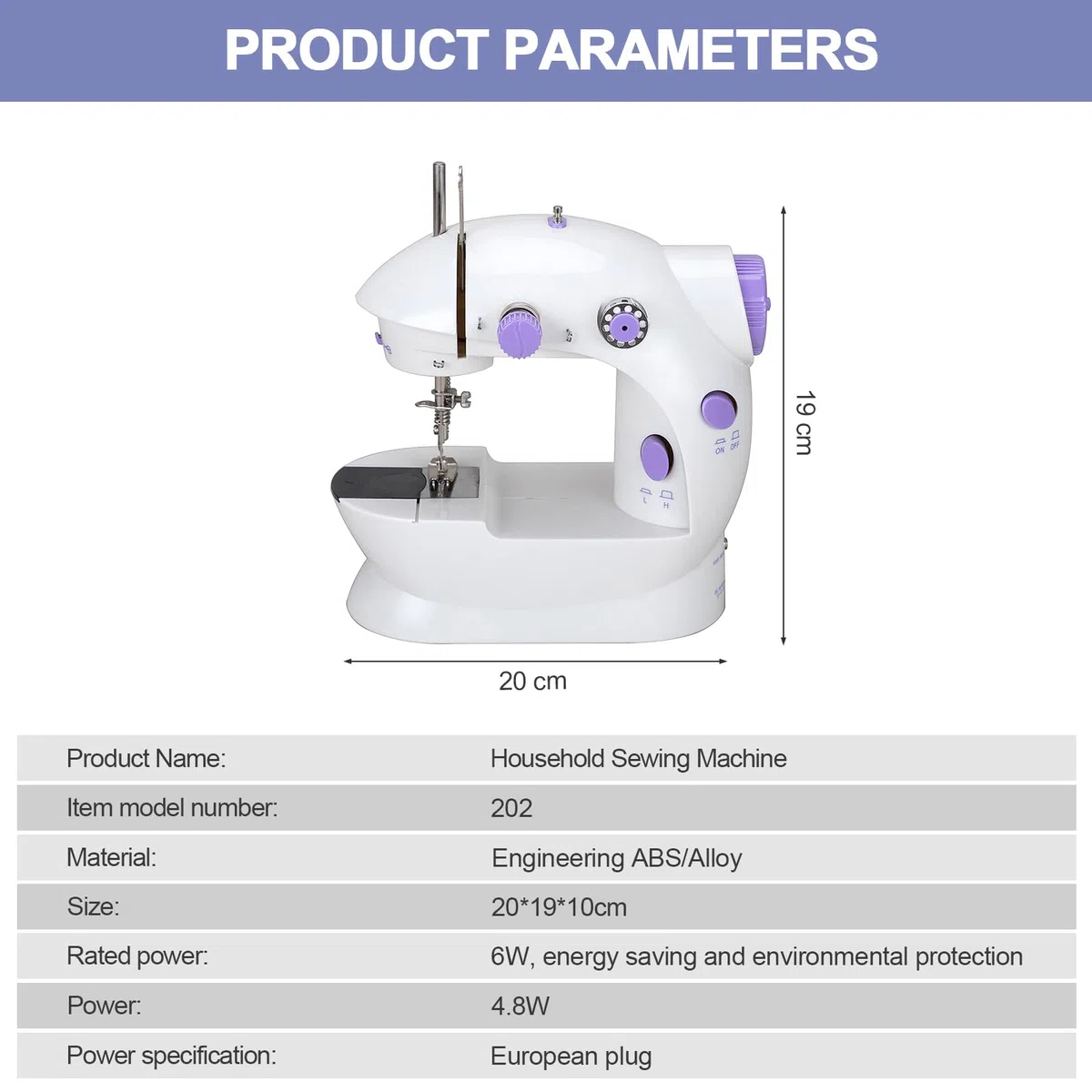 202A Macchina Da Cucire Elettronica Mini Macchina Da Cucire Portatile con 99 Accessori Da Cucito E Tavolo Di Estensione Per Vestiti, Tende, Artigianato (Viola)