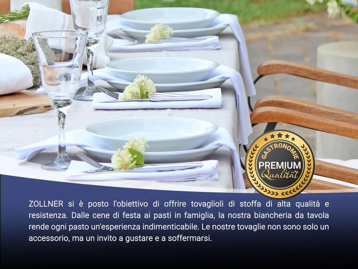 ZOLLNER set di 6 tovaglioli 40x40, cotone, bianchi