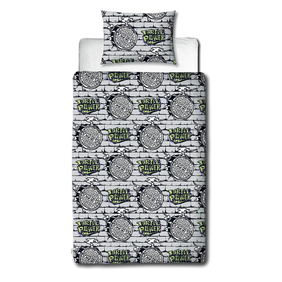 Character World Set copripiumino singolo ufficiale Teenage Mutant Ninja Turtles | Power Design reversibile su 2 lati, con federa coordinata TNMT per letto singolo