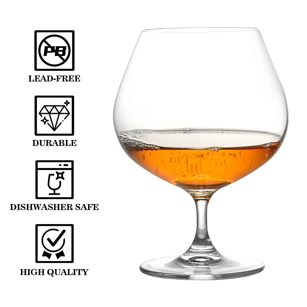 GLASKEY 650 ML Grande Brandy Snifter Set di 2 bicchieri, Bicchieri di Cristallo per Cognac, Brandy, Whisky, Lavabile in Lavastoviglie,Perfetto per la casa,Ristoranti e feste