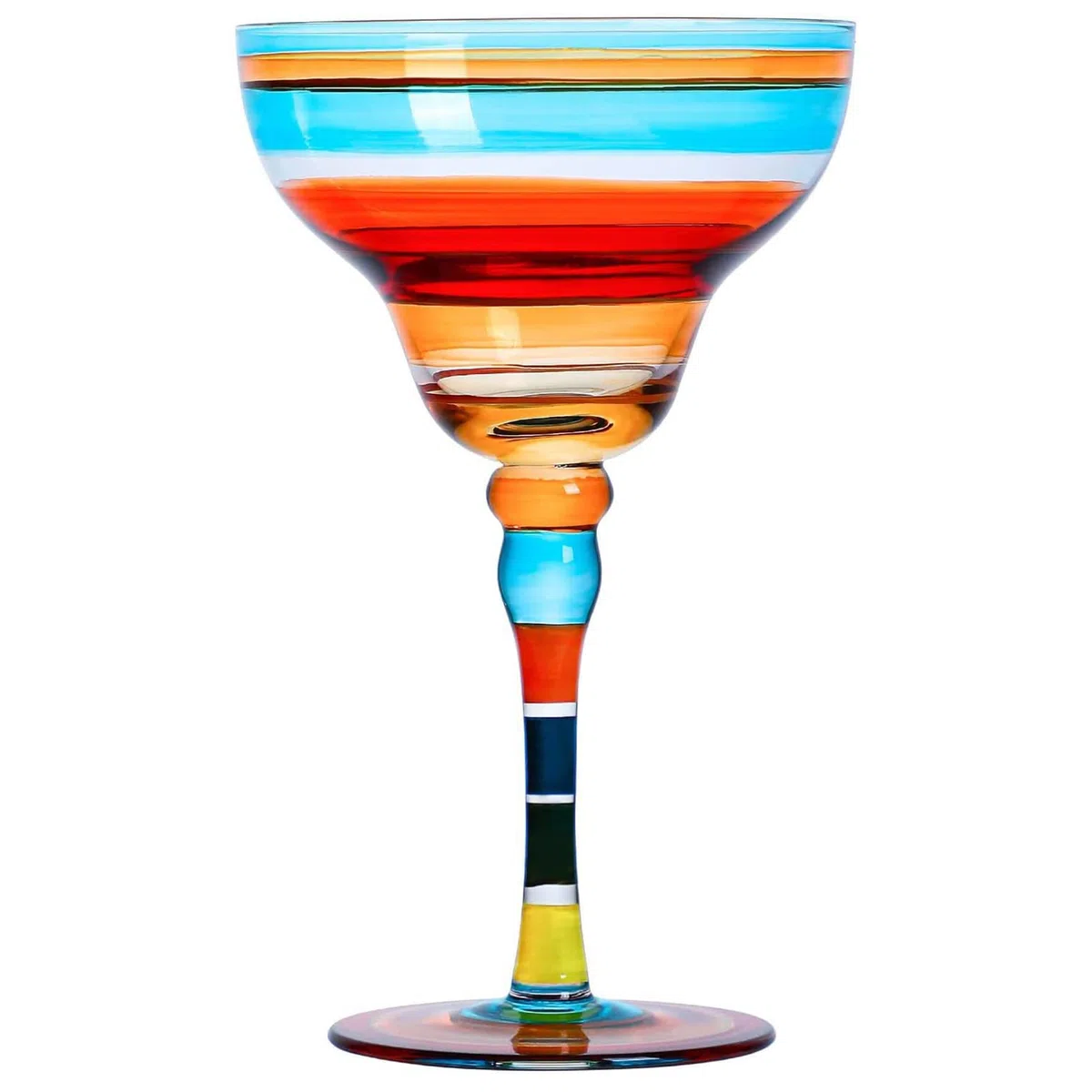 Vetro Margarita dipinto a mano 270ml bicchieri da cocktail per regalo di coppia, Margarita Party Color Stripe
