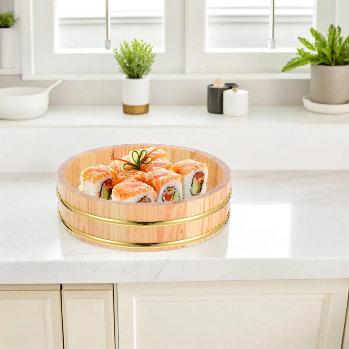 Kit per Preparare Sushi Contenitore per Riso Sushi in Legno da 26cm Grande Capacità Versatile per Cucina