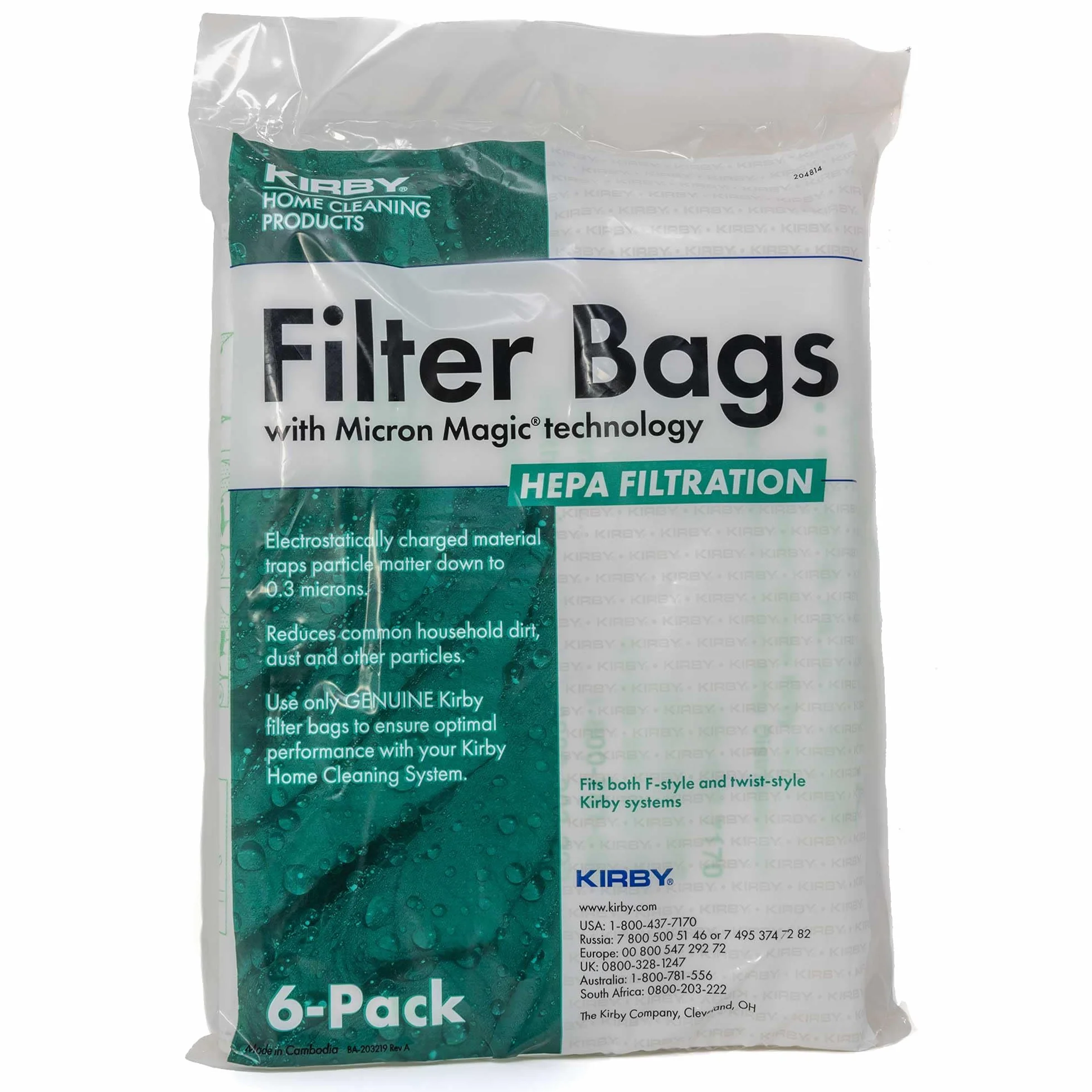 Kirby 204814 Micron Magic HEPA Filter Plus Sacchetti, Polipropilene, Bianco, 4 UK