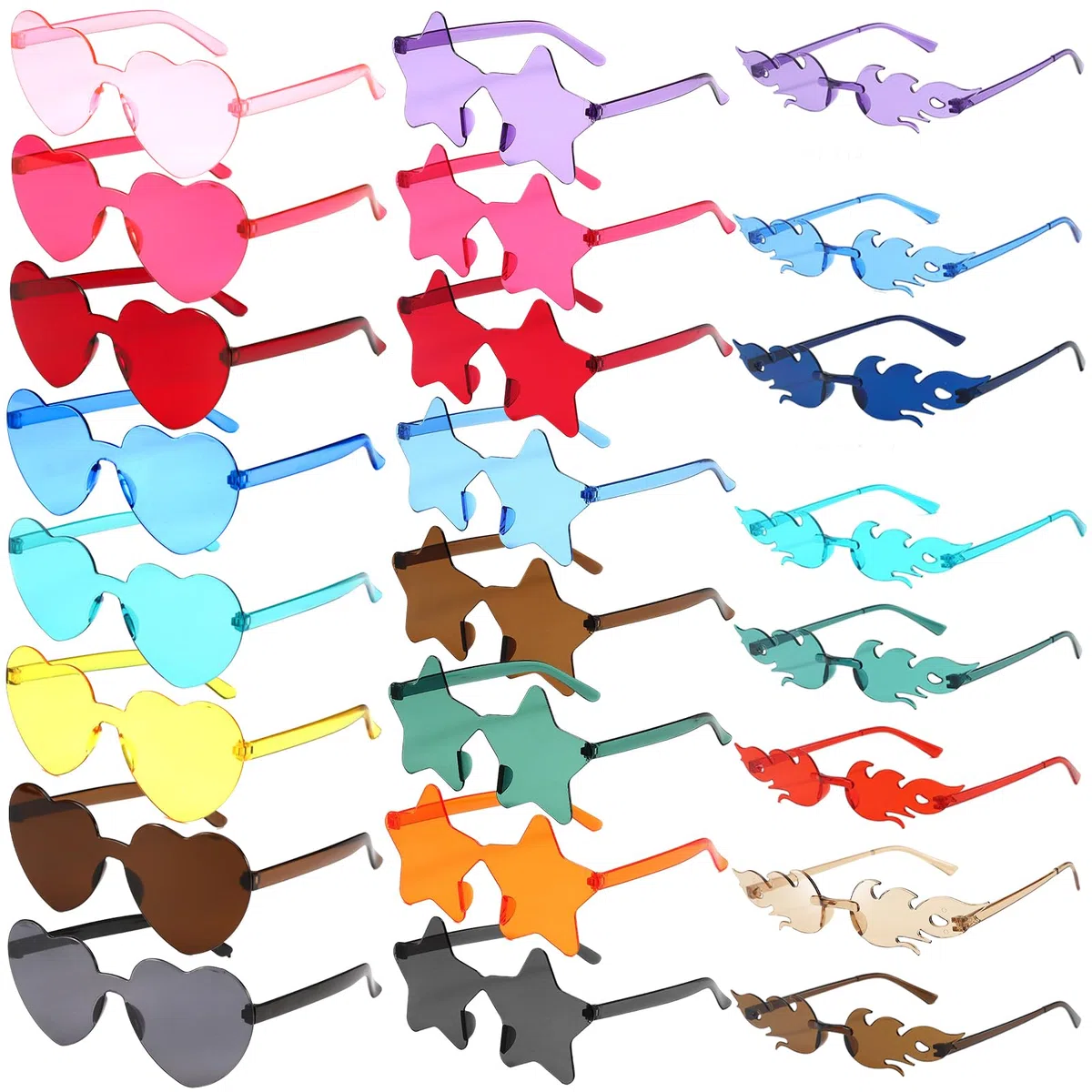 Occhiali da sole a forma di cuore, 24 pezzi, a forma di cuore, a forma di cuore, trasparenti, a forma di cuore, per feste in spiaggia